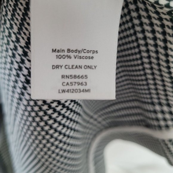 Lewit Posy Rosa Dress Womens 4 Green/White Houndstooth V-Neck Slit Front - Picture 6 of 14